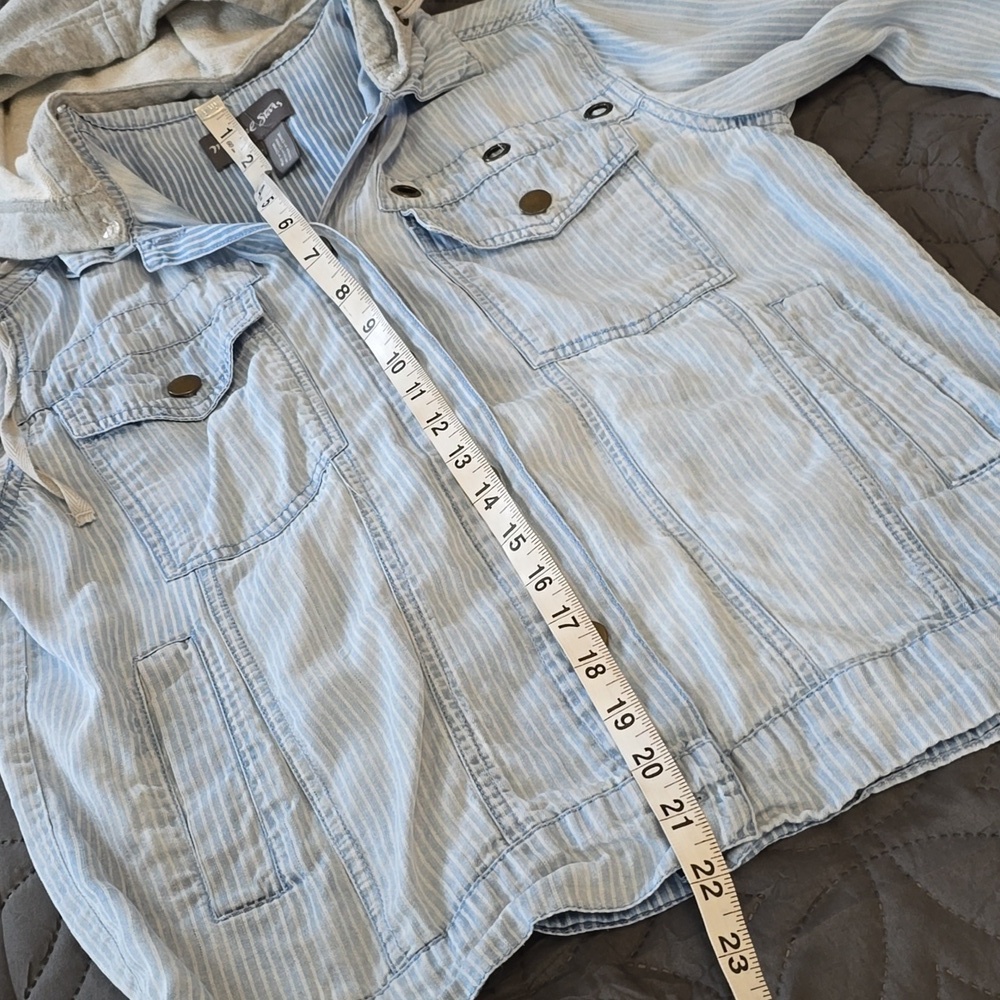 Michael Stars Blue Striped Shirt Jacket - Picture 8 of 11
